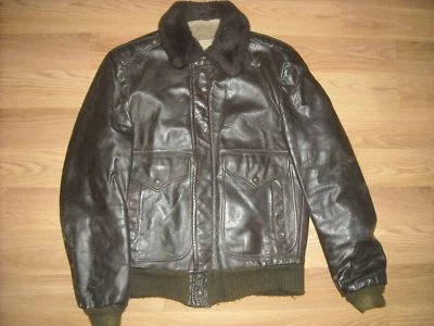 ВИНТАЖНЫЙ 60-Х 70-Х МУЖСКОЙ СРЕДНИЙ КОРИЧНЕВЫЙ КОЖАНЫЙ С ПОДКЛАДКОЙ BOMBER ПОЛЕТА G-1 КУРТКА - Изображение 1 из 4