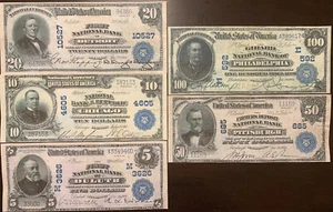 Reproduction 1902 National Bank Notes $5 -$100 Bills Copies US See Description - Picture 1 of 12