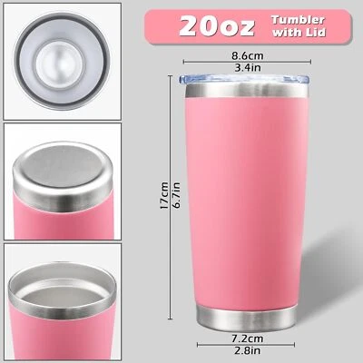 Pink Travel Beverage Tumbler Coffee Cup Mug Insulated Stainless Steel 20 Oz - Image 1 of 4