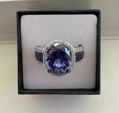 JTV Bella Luce Blue Tanzanite And White Diamond Simulants 925 Silver Sz 8 1/2 - Image 1 of 4