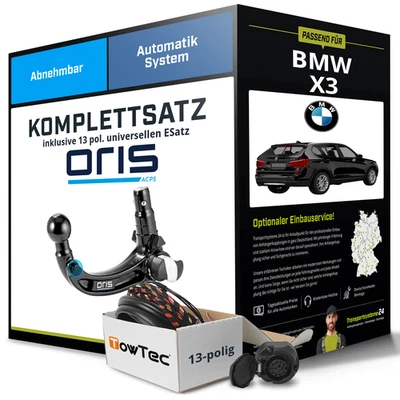 Für BMW X3 Typ F25 Anhängerkupplung abnehmbar +eSatz 13pol uni. 03.14-09.17 NEU - Bild 1 von 4