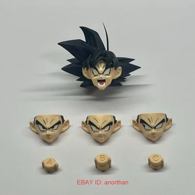 Personalizado 1/12 SHF Son Goku Base Forma Negro Cabeza de Pelo Esculpido Facial Accesorios Foto 1 de 2