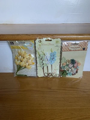 Lote de 3 flores de marketing Prima nuevas en paquete álbumes de recortes manualidades Foto 1 de 2