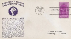 854 3c INAUGURACIÓN DE WASHINGTON - Waiten S. Beardsley - Imagen 1 de 1