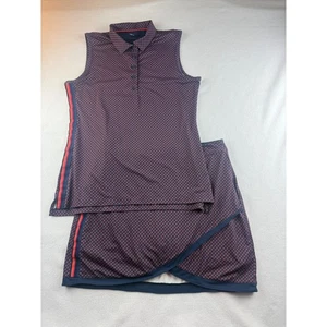 Peter Millar Womens Golf Polo Shirt Dress Skirt Set Navy Geometric L - Picture 1 of 11