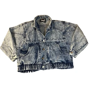 Chaqueta vaquera vintage Ruth Douglas para mujer 18 W bolsillos lavados con ácido recortados años 80 - Imagen 1 de 13