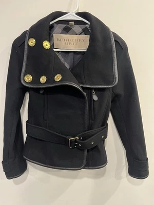 Burberry Brit укороченный шерсти Peacoat с поясом талии и золотые пуговицы -размер 4  - Изображение 1 из 4
