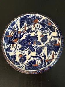 Piatto teiera Royal Doulton Inghilterra sottopiumino antico 1901-1922 piede drago blu - Foto 1 di 8
