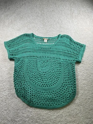 Mudd Sweater Womens S Kelly Green Crochet Knit Boho Coachella Festival Grunge - Image 1 of 4