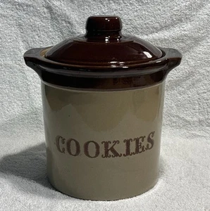 Vintage Cookie Jar Monmouth Illinois USA Pottery Stoneware Maple Leaf - Picture 1 of 16