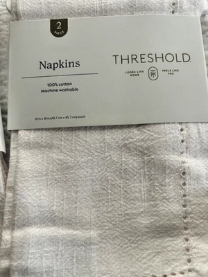 New Threshold Napkins/Target 100% Cotton Napkins Ecru/Cream Colored 2 Per Pack - Image 1 of 3
