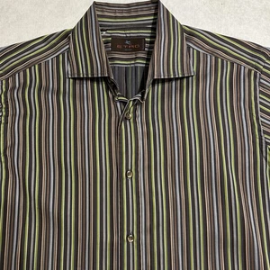 ETRO Milano Button-up Shirt Men’s 40 Colorful Stripe Long Sleeve Italy - Picture 1 of 7
