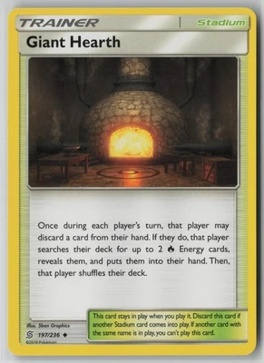 Giant Hearth 197/236 Pokemon Unified Minds Uncommon Near Mint Card (NM) 1 - Image 1 of 2