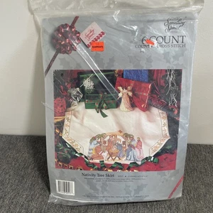 Candamar Something Special Nativity Christmas Cross Stitch Kit Tree Skirt 50517 - Picture 1 of 4