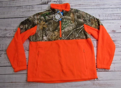 NWT Columbia PHG Orange Realtree Edge Camo Fleece Overlay 1/4 Zip Pullover XL - Image 1 of 4