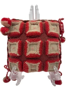 Antique Super Graphic Amish Stump Work Oversize Pin Cushion - Picture 1 of 6