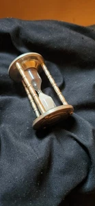 Vintage Brass Hourglass Sand Timer 5 Minutes - 3 Inch tall Solid Brass & Glass - Picture 1 of 3