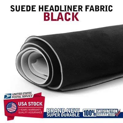 Black Suede Headliner Fabric with Foam Back For GMC Sierra Replacement Material - Image 1 of 4