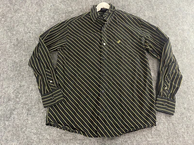 Southpole Shirt Mens Large Button Up Black Gold Striped Long Sleeve N186 - Image 1 of 4