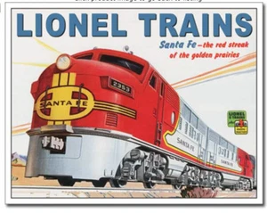 Lionel Santa fe Metal tin sign railroad model train home garage Wall decor 2284 - Picture 1 of 1