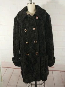 Vintage 50's Faux Shearling Coat S/M Juli De Roma Union  - Picture 1 of 11