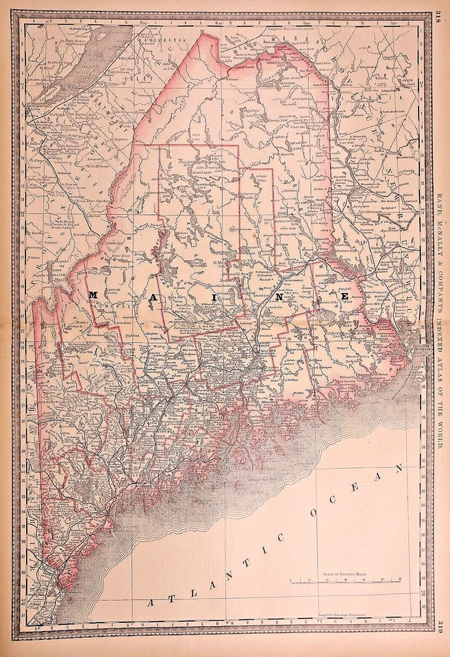 Mapa 1882 ~ MAINE por R. McNally ~ (15x21)-#25 Foto 1 de 1