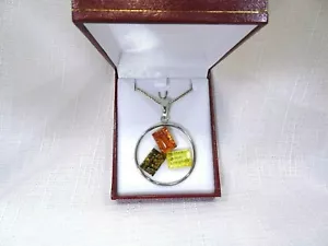 Lemon,Green & Honey Natural Baltic Amber Solid Sterling Silver Necklace-50.5 cm - Picture 1 of 12