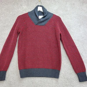 J.Crew Crewcuts Sweater Boys 12 Red Gray Striped Knit Shawl Collar Raglan Sleeve - Picture 1 of 13
