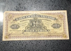 EL SALVADOR 10 PESOS 1908 P.S163b SEHR SELTENE BILLETE  - Bild 1 von 7