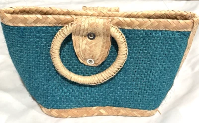 Bolso de Mano Mexicano Mediano Paja Mimbre Cartera 8Lx13Wx5.25 Ligero Playa Campo Foto 1 de 4