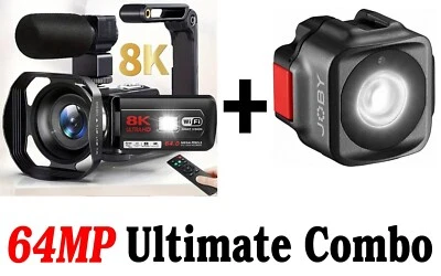 8K Black UHD Camcorder Beamo LED U Grip 18x Zoom 64MP Digital Video Camera Kit - Image 1 of 4