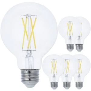 6Pack G25 Vanity Globe Light Bulb, Vintage Filament, 5000K, 7.6W (100W), 800LM - Picture 1 of 1