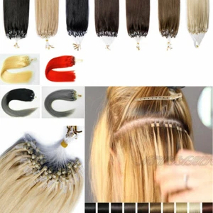 Ombre Echthaar Microring / Loop Extensions Remy Haarverlängerung 40-65cm Glatt - Picture 1 of 87