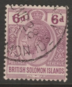 British Solomon Is GV 1922-31 6d dull & bright purple sg47 used - Picture 1 of 2