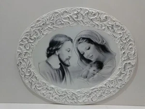 QUADRO SACRA FAMIGLIA DA PARETE IN LEGNO CRISTALLI E GLITTER ARREDO CASA SALA - Imagen 1 de 1
