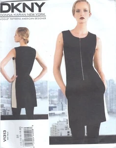 Vogue 1313 pattern uncut Donna Karan size 12-20 DKNY zip front dress colourblock - Picture 1 of 2