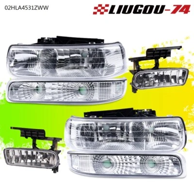 Headlights & Fog Lights Fit For 99-02 Chevy Silverado 1500 2500 Suburban Tahoe - Image 1 of 4