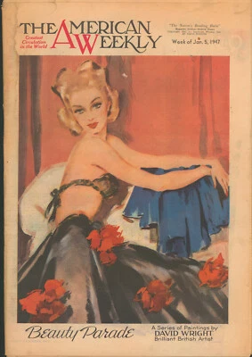 The American Weekly Magazine Jan 5 1947 David Wright Art~1940s Glamour Girl - Image 1 of 4