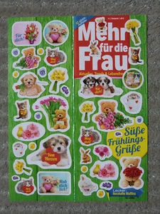 1 gr. Aufkleber-Bogen Frühlings-Grüße Tiere Blumen Hund Katze von Zeitschrift - Bild 1 von 1