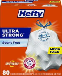 Ultra Strong 13 Gal Tall Kitchen Trash Bags, Unscented, 80Ct - Picture 1 of 12