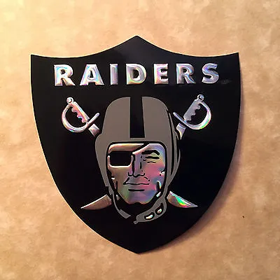 Oakland Raiders Chrome Refractor Embossed Aluminum Sticker/decal Raider Nation • 3.99$