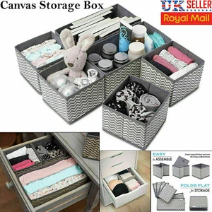 6 Sektionen Canvas Aufbewahrungsbox Kleiderschrank Organizer Schublade Socken Krawatten Box teilen Neu - Bild 1 von 3