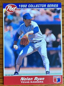 1992 Post Cereal MLB Collector Series Nolan Ryan #27 of 30 Texas Rangers Card
