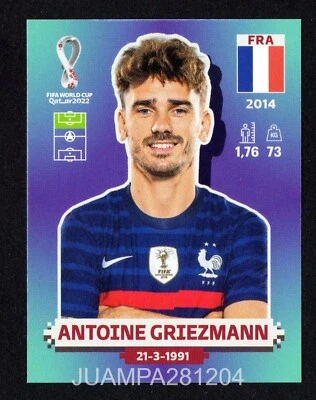 ANTOINE GRIEZMANN FRA 18 FRANCE CROMO STICKER FIFA WORLD CUP QATAR 2022 PANINI - Imagen 1 de 2