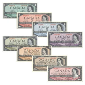 $1 - $1000 1954 Modified Series 8 Banknote Set - Picture 1 of 2