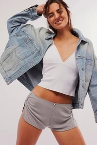 Free People Rose Garden Micro Shorts - Heather Grey - BNWOT RRP £28 - Picture 1 of 10