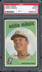 1959 Topps Baseball #58 Eddie Miksis PSA 9 - Picture 1 of 2