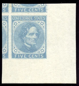 Confederate States 6 Jefferson Davis 5c 1862 De La Rue & Co. PSE grade 100J NH - Picture 1 of 3