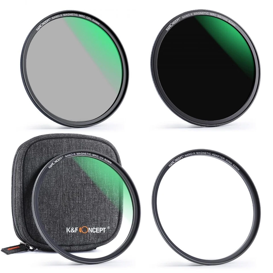 K&F Concept Magnetic Filter 4 Kit MCUV+CPL+ND1000 Filter+ Adapter Ring  49-95mm - Image 1 of 4