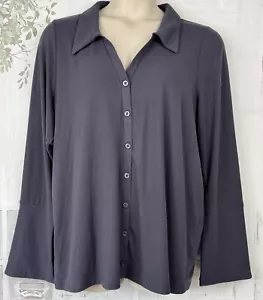 Torrid superweiches graues Damen-Rippstrick Stretch LS Knopfleiste Shirt Top Plus 3 3X - Bild 1 von 12